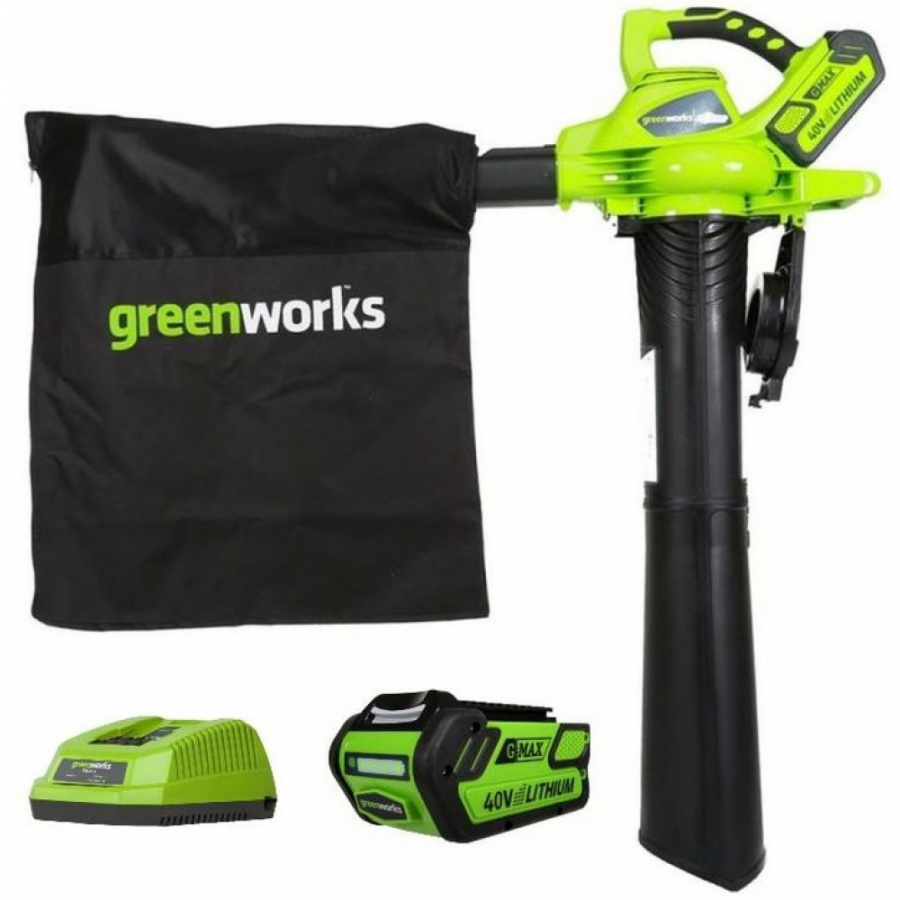 Садовый аккумуляторный пылесос-воздуходувка GreenWorks GD40BV