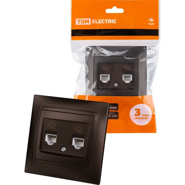 Двойная телефонная розетка TDM ELECTRIC Лама SQ1815-0518