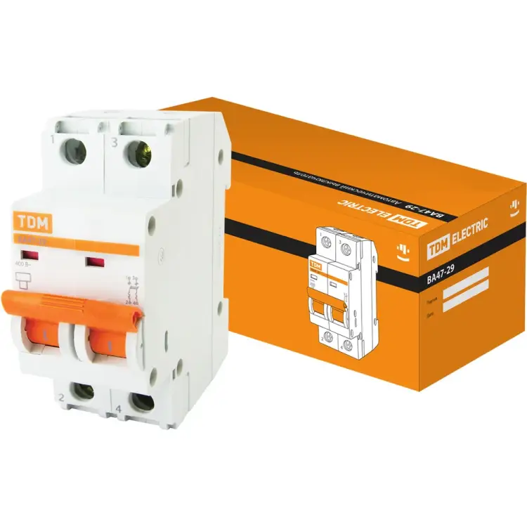 Автомат TDM ELECTRIC ВА47-29 2Р, 13 А, 4,5 кА, В SQ0206-0025