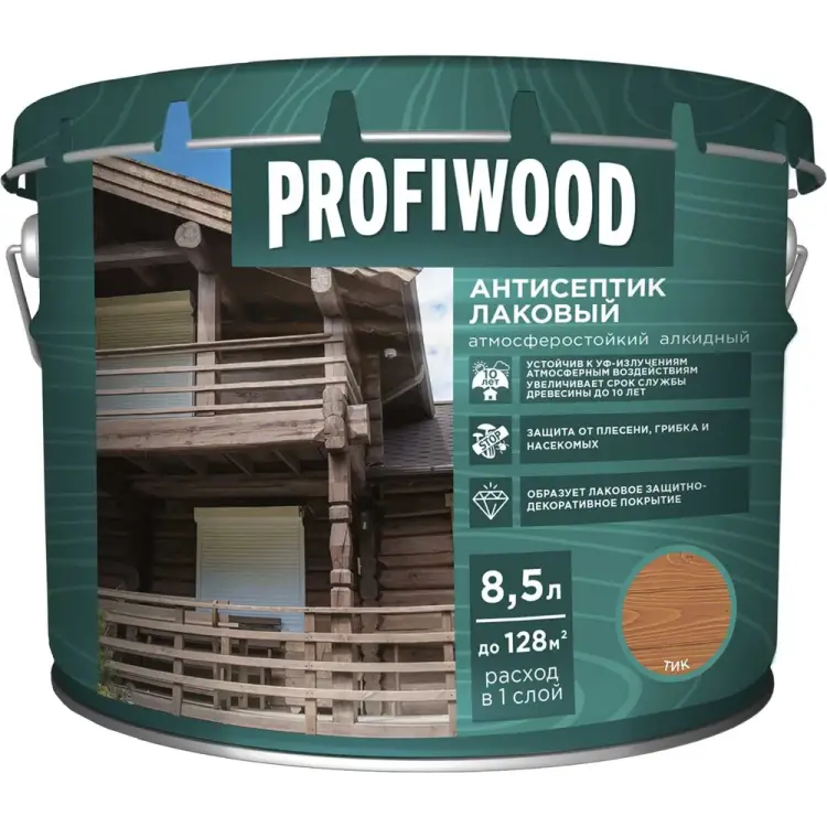 Лаковый тонирующий атмосферостойкий алкидный антисептик Profiwood 67037