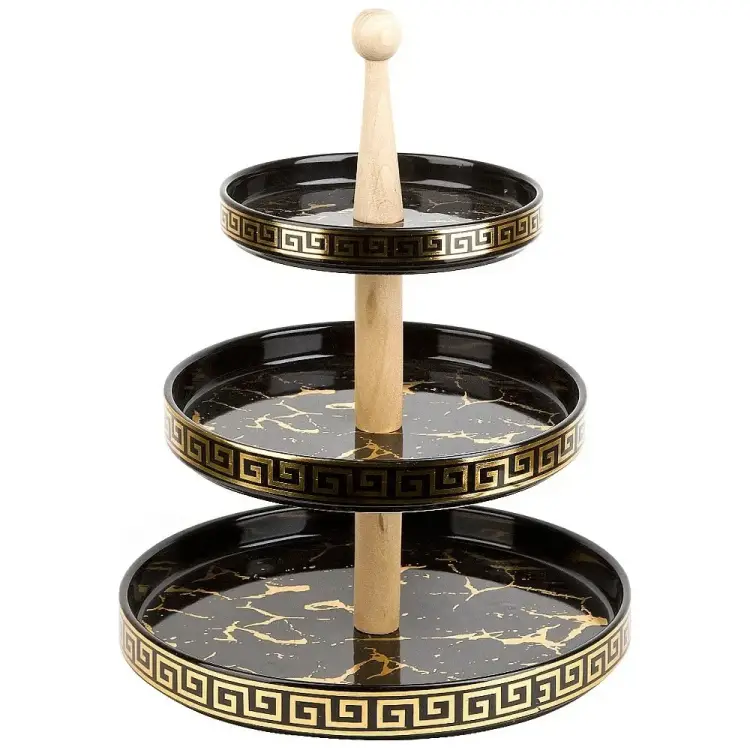 Блюдо-этажерка, фруктовница Nouvelle Черный мрамор 1180048
