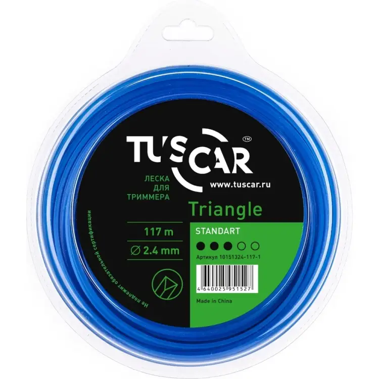 Леска для триммера TUSCAR Triangle Standart 10151324-117-1