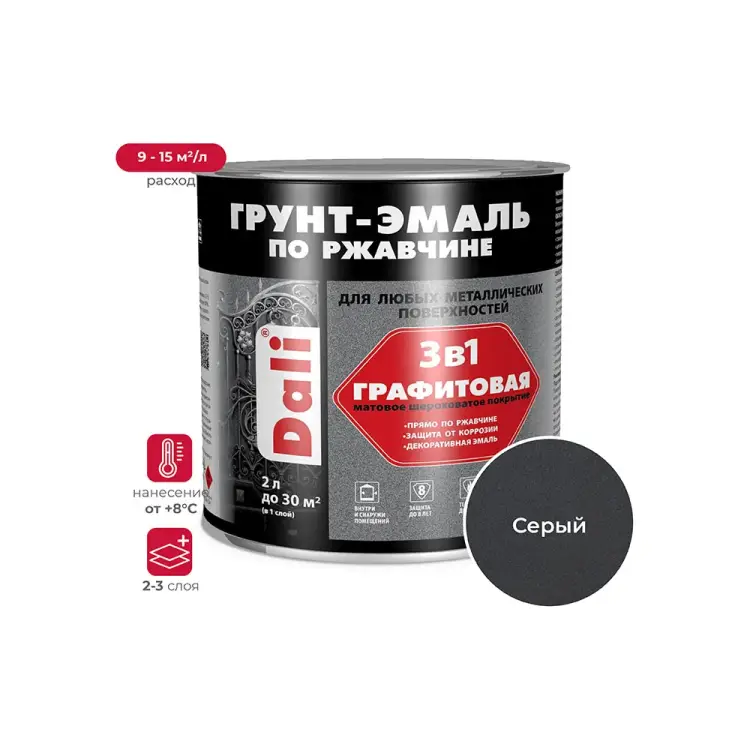 Графитовая грунт-эмаль по ржавчине DALI Dali 221468