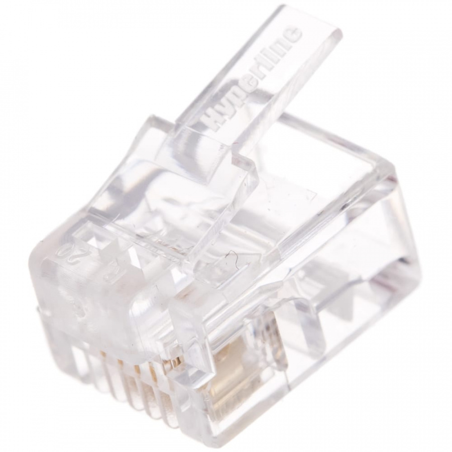 Телефонный коннектор Hyperline RJ-126P4C PLUG-6P4C-P-C2-100