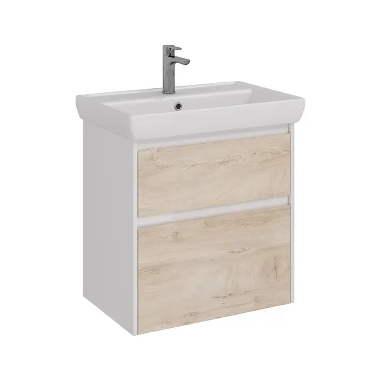 Тумба Lemark COMBI 70 см под 1 раковину, подвесная/напольная, 2 ящика, цвет фасада: Дуб кантри, цвет корпуса: Бел LM03C70T-dub Тумба Lemark COMBI 70 см под 1 раковину, подвесная/напольная, 2 ящика, цвет фасада: Дуб кантри, цвет корпуса: Бел LM03C70T-dub