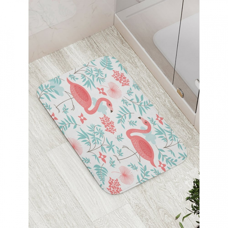 Противоскользящий коврик для ванной, сауны, бассейна JOYARTY Осторожные фламинго