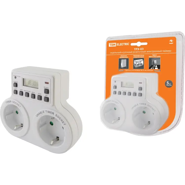 Недельный розеточный таймер TDM ELECTRIC ТРЭ-03 SQ1506-0006