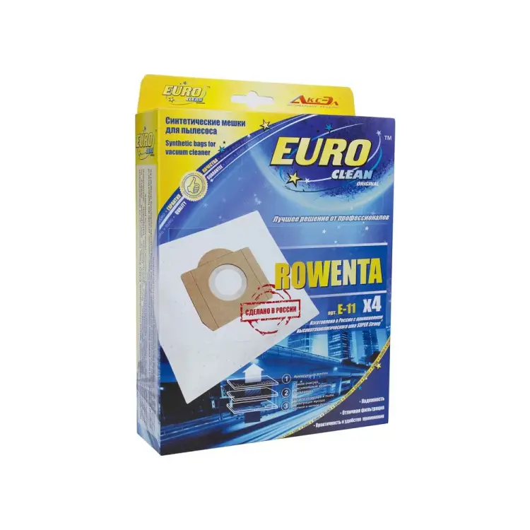 Многослойные синтетические мешки-пылесборники для пылесоса ROWENTA EURO Clean E-11/4