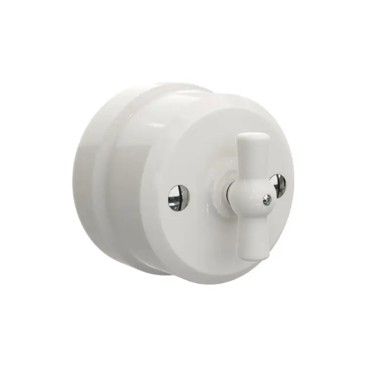 Одноклавишный проходной фарфоровый поворотный выключатель для включения из двух мест Мезонинъ аврора GE70405-01