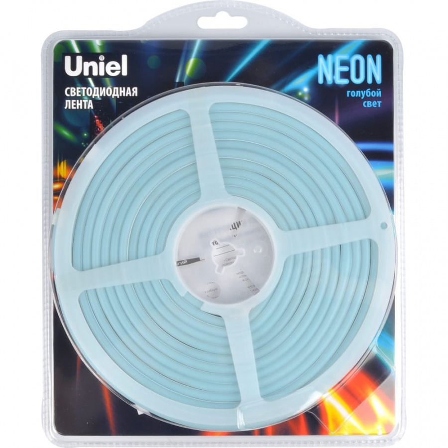 Гибкая светодиодная лента Uniel NEON ULS-N01-2835-120LED/m-6mm-IP67-DC12V-9W/m-5M-LIGHTBLUE