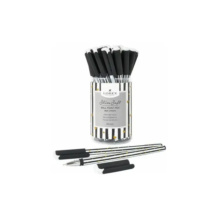 Масляная ручка LOREX Slim Soft B&W.STRAPS LXOPSS-BW2