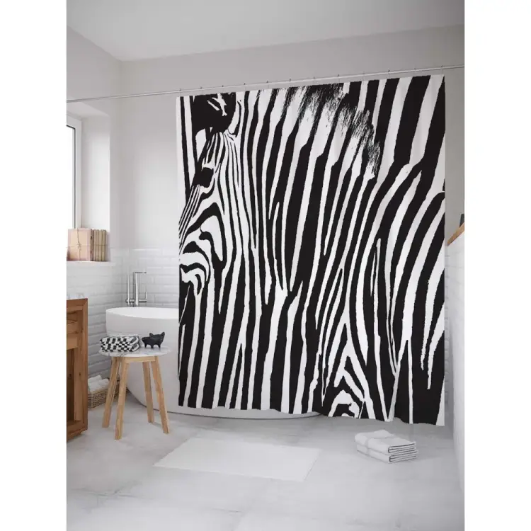 Шторка-занавеска для ванной JOYARTY Взгляд зебры sc_12964