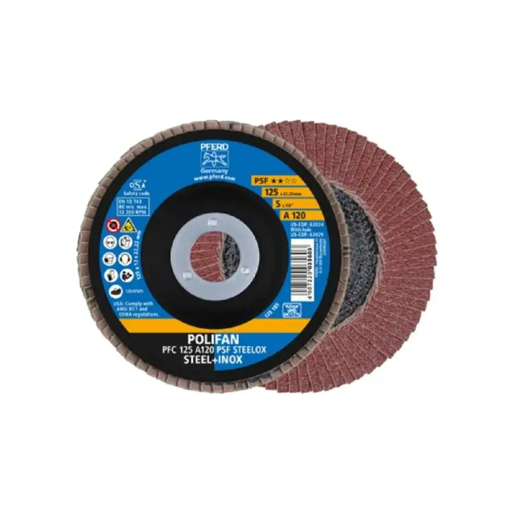 Шлифовальный лепестковый круг PFERD PFC 125 A120 PSF STEELOX 67749125