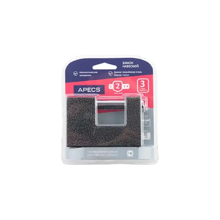 Замок навесной APECS PD-10-90-Blister 17277