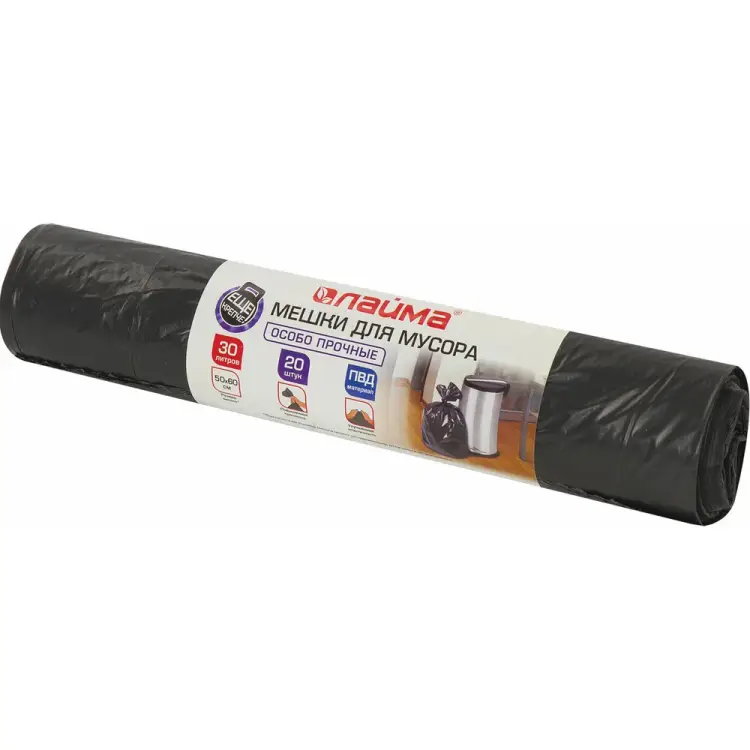 Особо прочные мешки для мусора LAIMA 605330