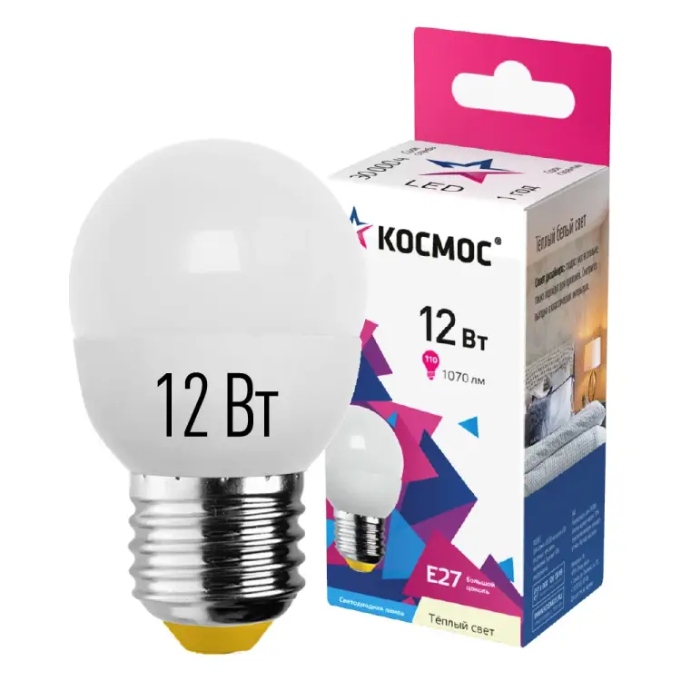 Светодиодная лампа КОСМОС LED GL LkeLED12wGL45E2730