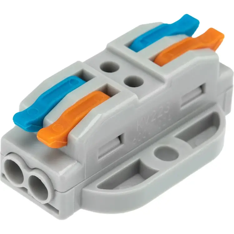 Проходная клемма REXANT СМК 2 полюса 0,08-4 мм2 с монтажной площадкой серая 07-6262-5