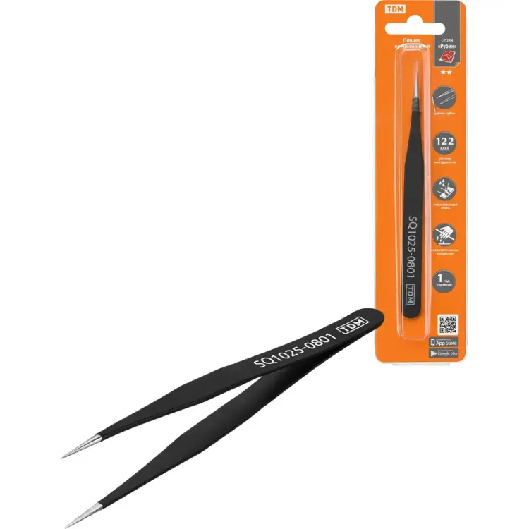 Прецизионный прямой пинцет TDM ELECTRIC Рубин SQ1025-0801