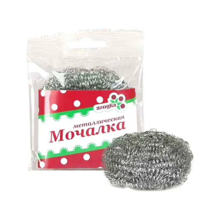 Металлическая оцинкованная спиральная мочалка для посуды Ягодка 10090