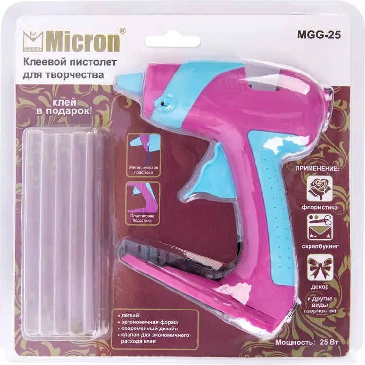 Пистолет клеевой Micron MGG-25 d 7.2 мм для творчества 501241 Пистолет клеевой Micron MGG-25 d 7.2 мм для творчества 501241