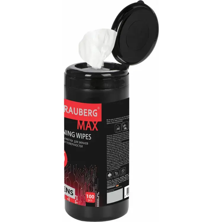 Плотные влажные салфетки для экранов всех типов и оптики BRAUBERG MAX 513284