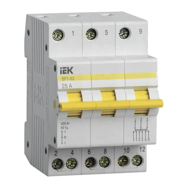 Трехпозиционный выключатель-разъединитель IEK ВРТ-63 MPR10-3-025