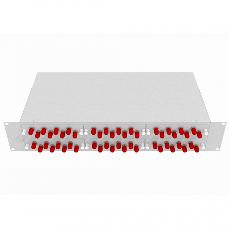 Укомплектованный одномодовый стоечный оптический кросс TopLan КРС-Top-2U-48ST/U-OS2-GY