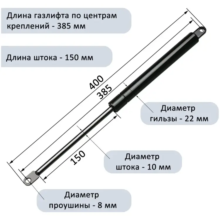 Газовый газовый амортизатор ЭЛИМЕТ БП-00001030 Газовый газовый амортизатор ЭЛИМЕТ БП-00001030