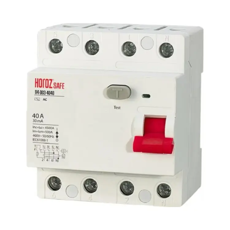 Выключатель остаточного тока HOROZ ELECTRIC SAFE (RCCB 4P 40) 4P 40A 30mA 400V 114-003-4040 HRZ00002651