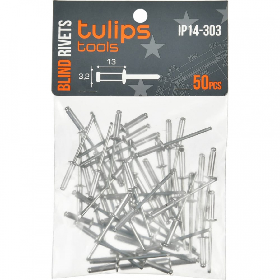 Вытяжные заклепки Tulips Tools 3.2х13 мм 50 шт.