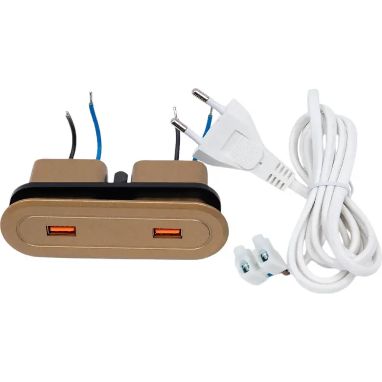 Блок розеток NAVAKO stripe smooth gold 12027