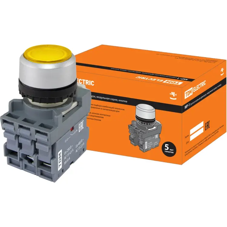 Кнопка TDM ELECTRIC MP1-21YLED SQ0747-0019