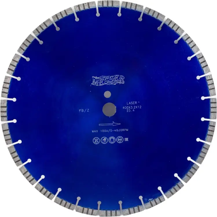Турбосегментный алмазный диск по железобетону MESSER 400D-3.2T-12W-28S-25.4 01-16-401 Турбосегментный алмазный диск по железобетону MESSER 400D-3.2T-12W-28S-25.4 01-16-401