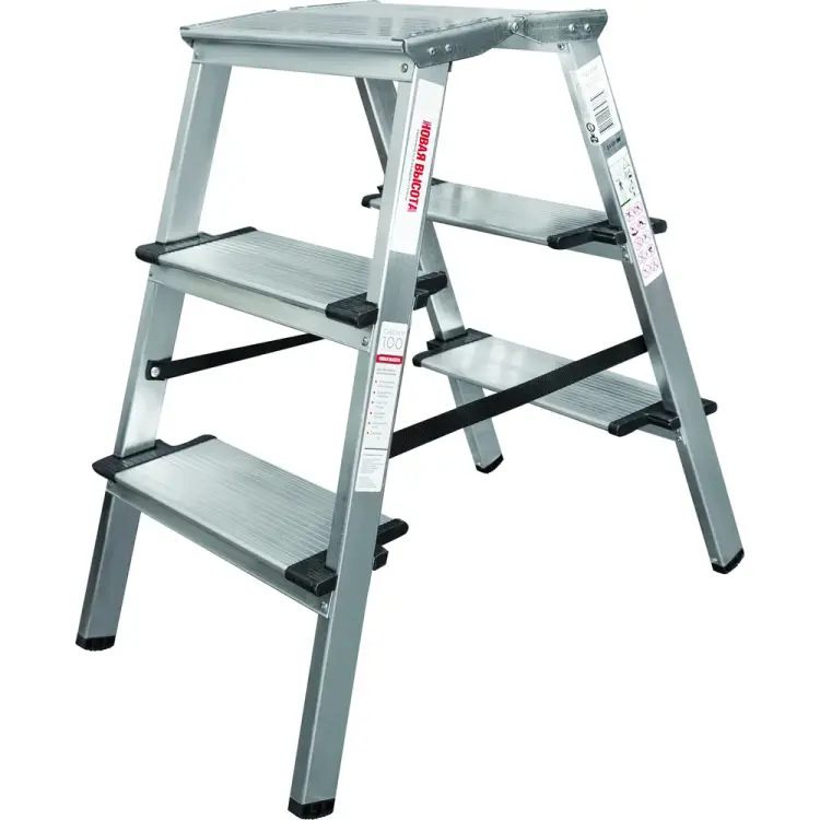 Двухсторонняя алюминиевая стремянка Новая Высота 1127203 Двухсторонняя алюминиевая стремянка Новая Высота 1127203