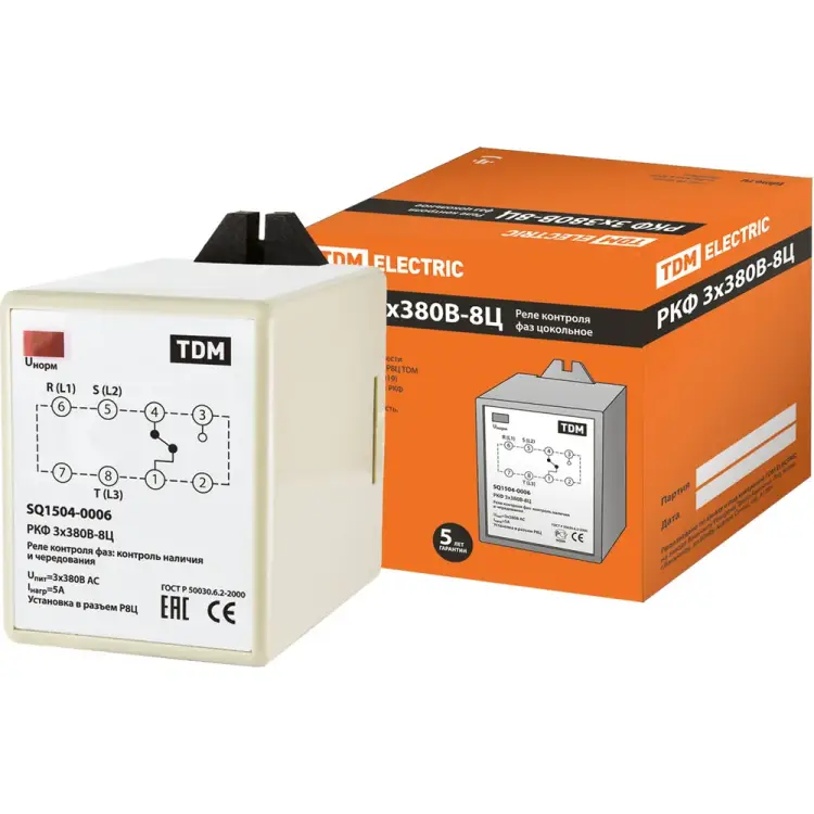 Цокольное реле контроля фаз TDM ELECTRIC РКФ SQ1504-0006