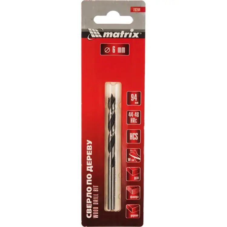 Сверло по дереву MATRIX 70204