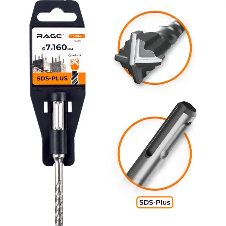 Бур sds-plus по бетону RAGE Quadro-X by VIRA 566716