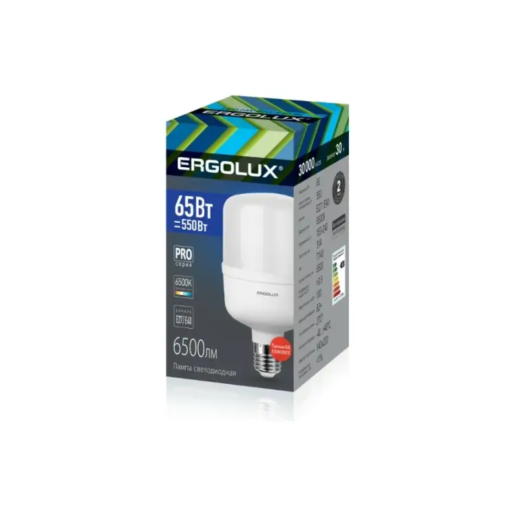 Светодиодная лампа Ergolux LED-HW-65W-E40-6K серия PRO 14330