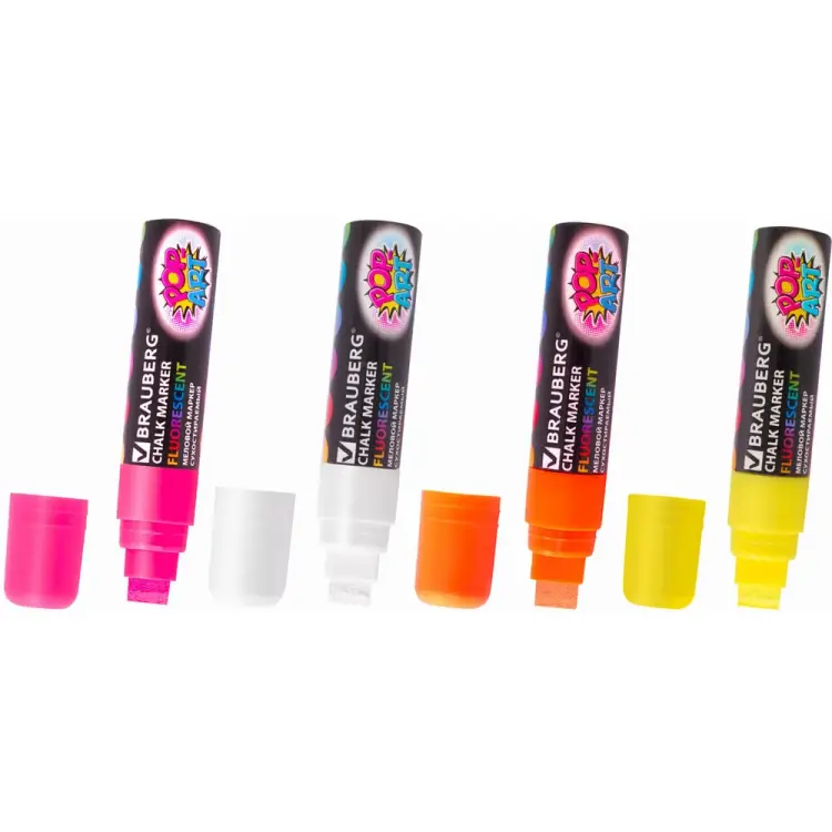 Сухостираемые меловые маркеры для гладких поверхностей BRAUBERG POP-ART 151545