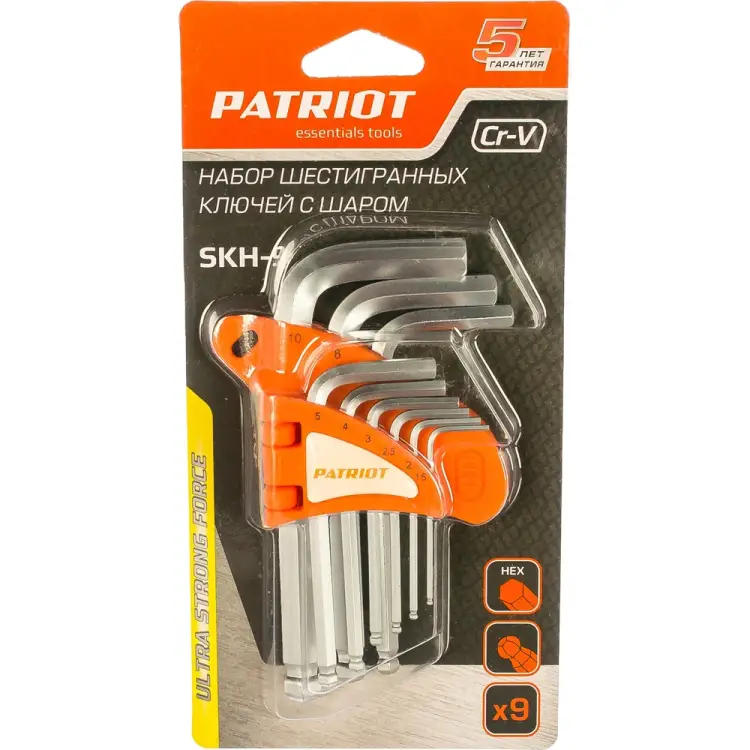 Набор шестигранных ключей Patriot SKH-9 350002003 Набор шестигранных ключей Patriot SKH-9 350002003