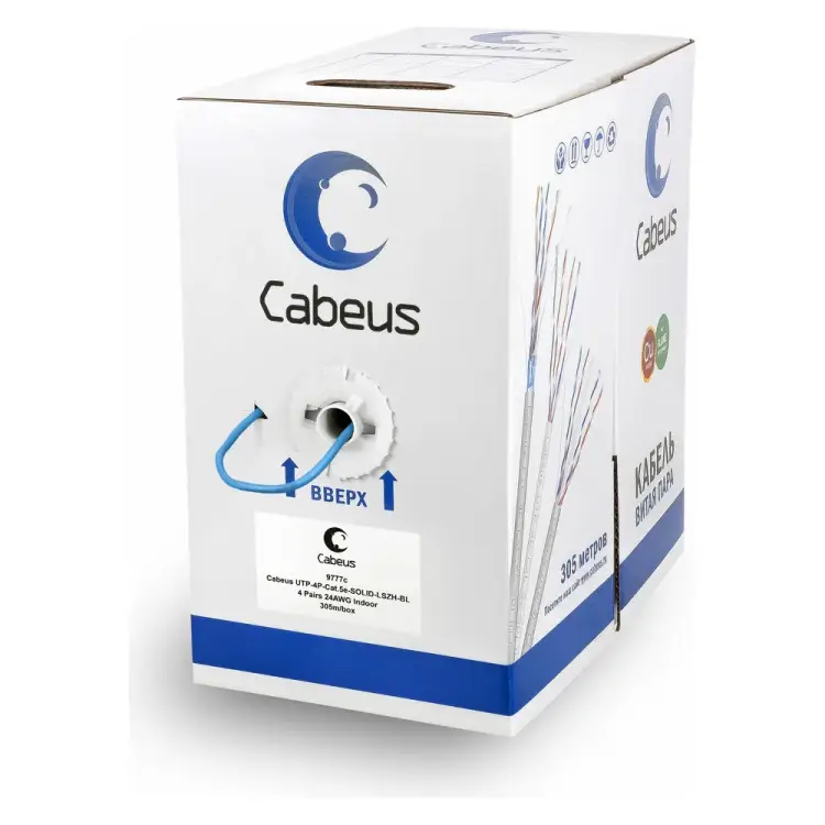 Кабель Cabeus UTP-4P-Cat.5e-SOLID-LSZH-BL