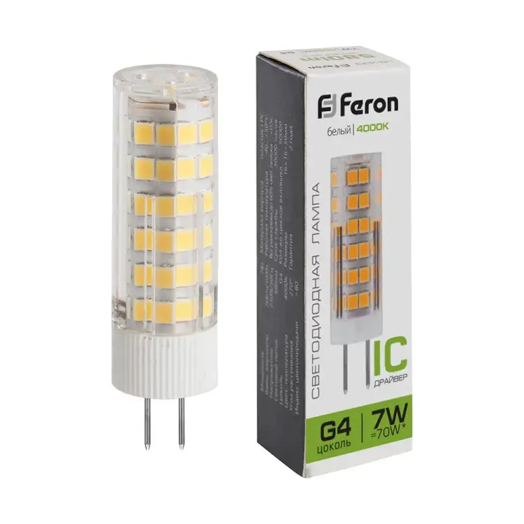 Светодиодная лампа FERON LB-433 7W 230V G4 4000K 25864