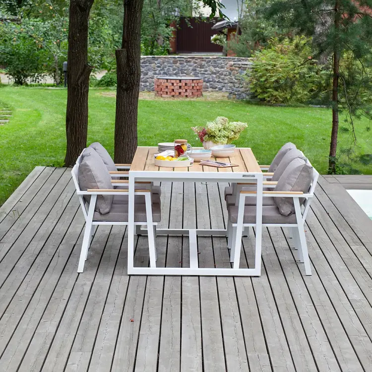 Обеденный набор садовой мебели GreenWeen SANTORINI GW-AL-SANT-DINNER-W-ASH-S4 Обеденный набор садовой мебели GreenWeen SANTORINI GW-AL-SANT-DINNER-W-ASH-S4