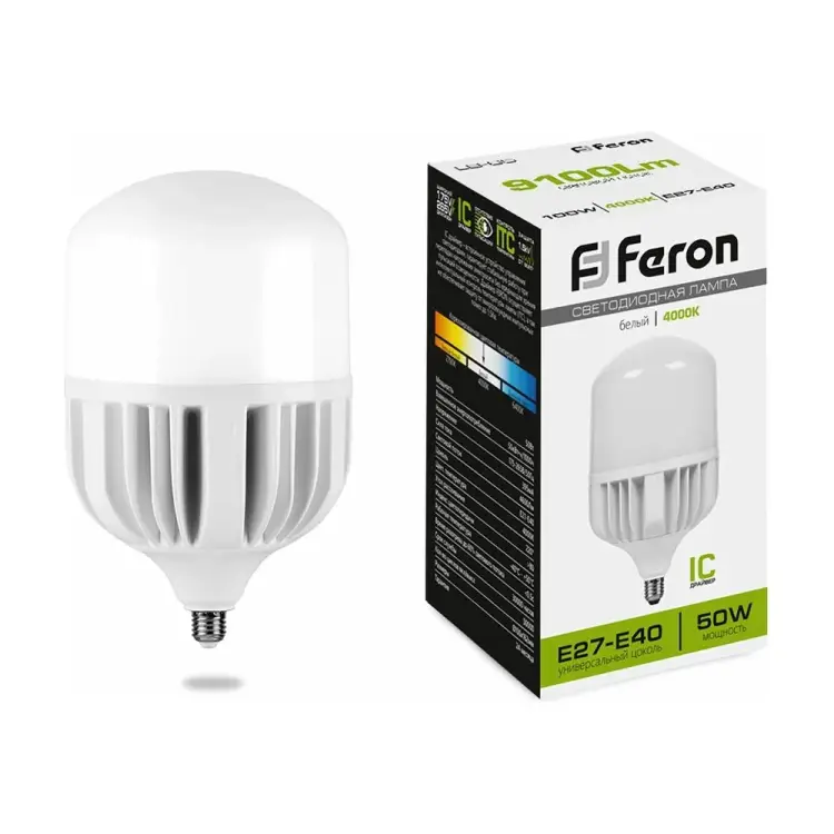 Светодиодная лампа FERON 50W 230V E40 4000K, LB-65 25820