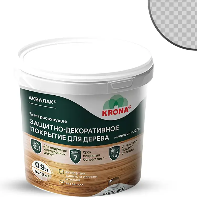 Защитно-декоративный лак для дерева KRONA Аквалак 66360205
