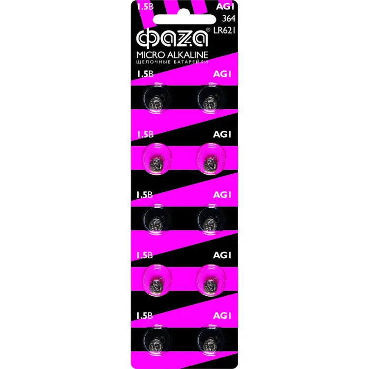 Марганцево-цинковые часовые батарейки ФАZА AG 1 LR 621 BL-10 5002463