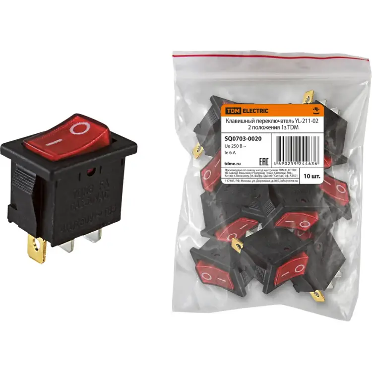 Клавишный переключатель TDM ELECTRIC YL-211-02 SQ0703-0020