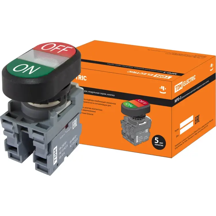 Двойная кнопка TDM ELECTRIC MPD3-11С LED SQ0747-0053