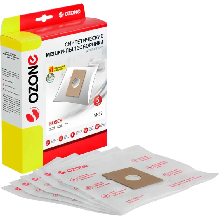 Синтетические мешки-пылесборники для пылесоса BOSCH, PRIVILEG, PROFILO, QUELLE, SIEMENS, UFESA OZONE M-32