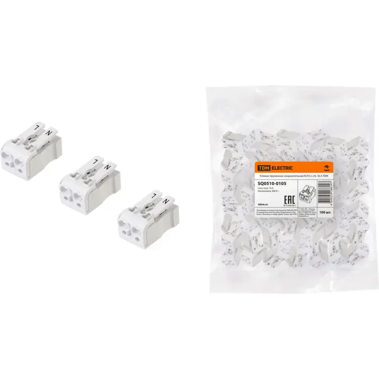 Пружинная соединительная клемма TDM ELECTRIC ксп2-l+n SQ0510-0105